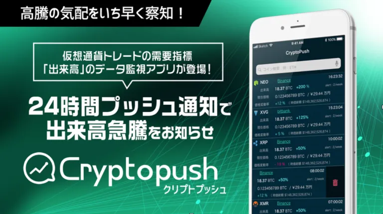 【プレスリリース】価格変動を事前に察知できる仮想通貨トレード支援ツール Cryptopush（クリプトプッシュ）リリースのお知らせ