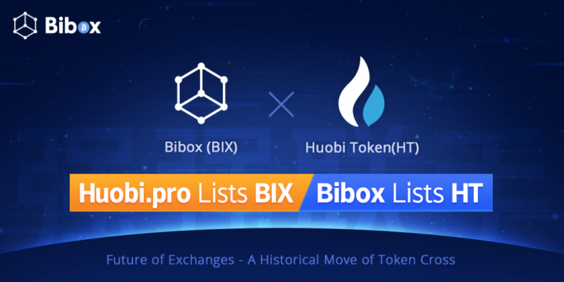 BiboxとHuobiが相互の取引所トークンを上場！