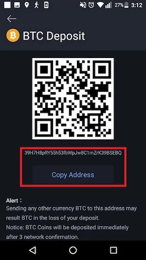Bibox アプリ 入金手続き