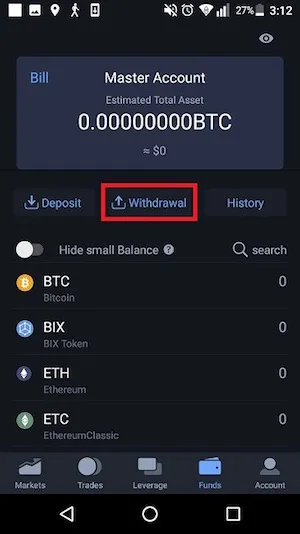 Bibox アプリ 出金