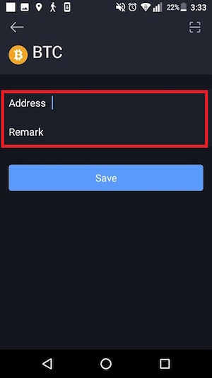 Bibox　アプリ　アドレス追加