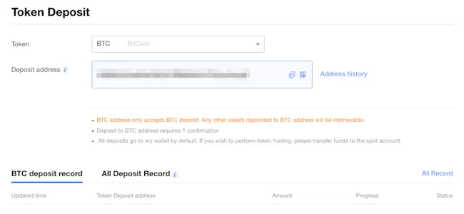 OKEx　Deposit