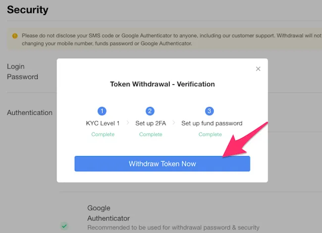 OKEx　Withdraw