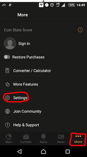 Coin Statsの日本語設定