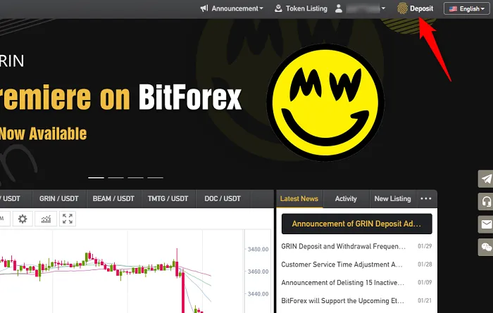 BitForexへの入金方法