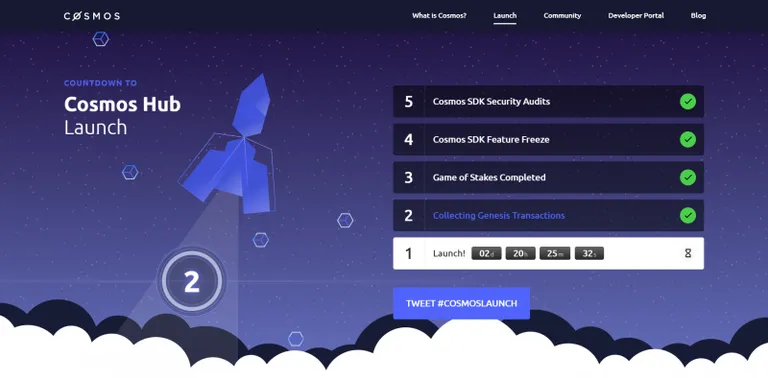 Cosmos Hubのメインネットローンチまでのカウントダウンが開始される