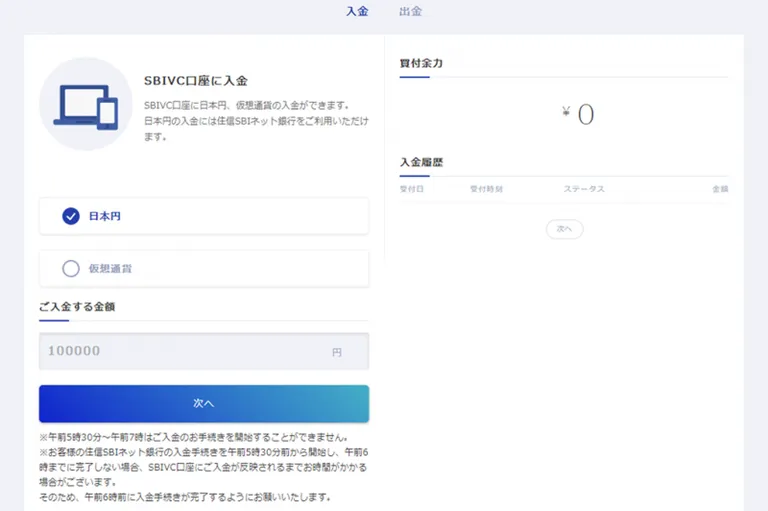 SBI VC 入金