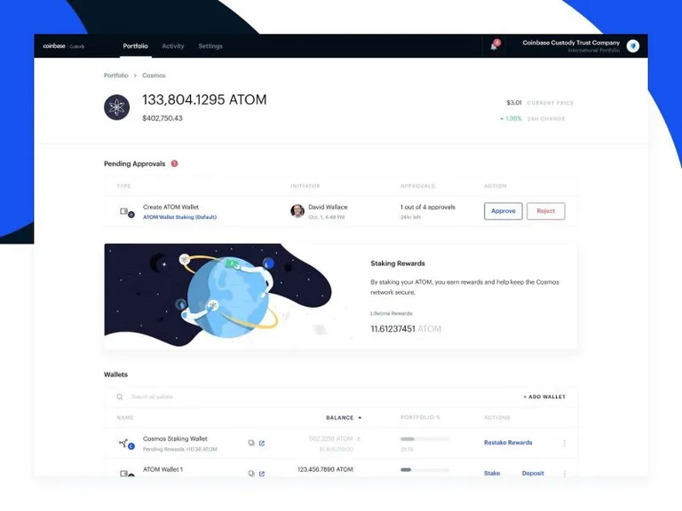 Coinbase CustodyがCosmos / $ATOM のステーキングをローンチ