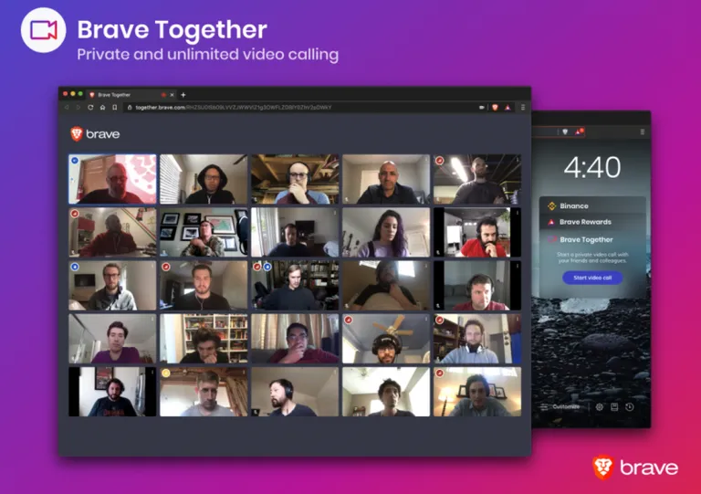 Braveが暗号化ビデオ通話機能『Brave Together』を発表、ビデオ会議機能も開発中