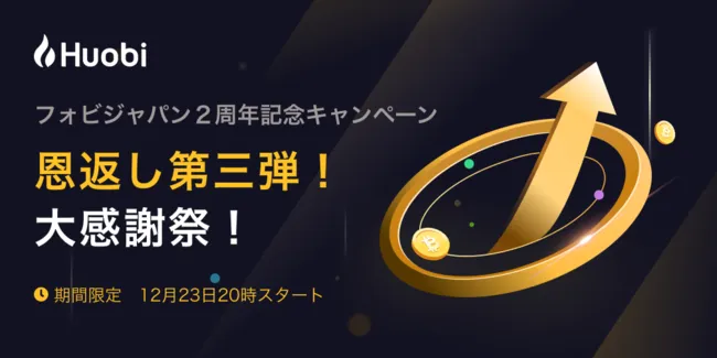 Huobiが2周年記念、最大5000円相当の$BTCバックがもらえるキャンペーンを開催