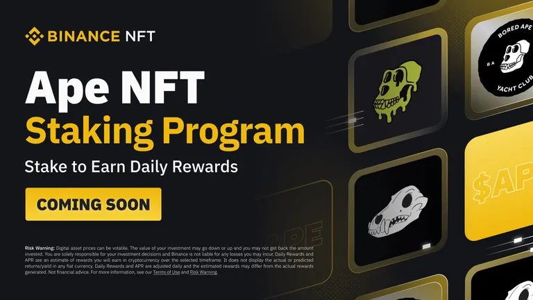 バイナンス、BAYCなどApe NFTのステーキングサービス提供へ