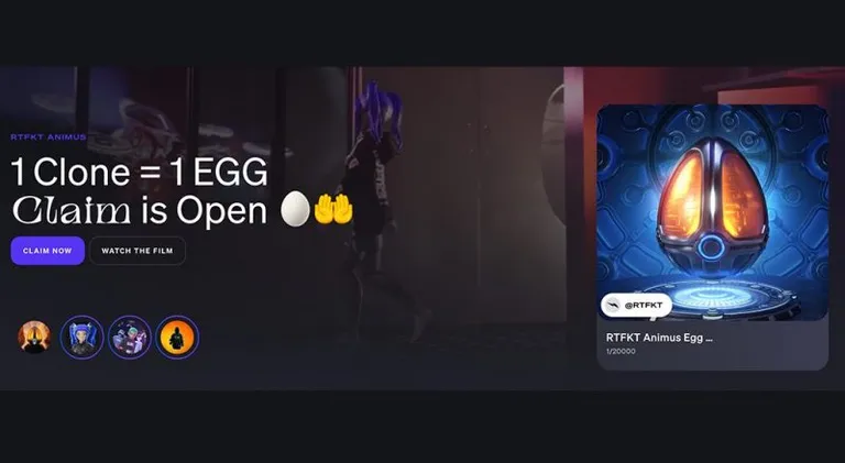 RTFKT、Clone Xホルダー向けに「Animus Egg」のClaimを開始