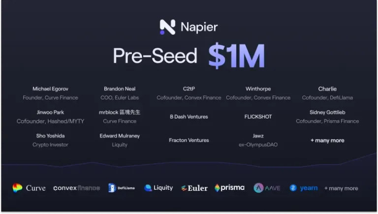 日本人率いるNapier Labs、プレシードラウンドで約1.5億円調達｜Curveの創設者らが出資