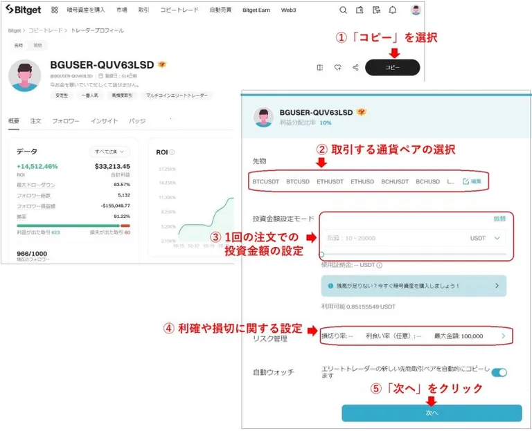 Bitgetのコピートレード設定