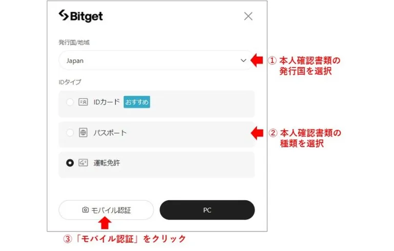 本人確認資料の選択