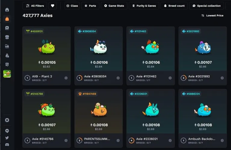 Axie InfinityのNFTマーケットプレイス