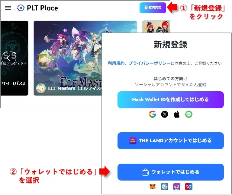 PLT PlaceとPLTウォレットの接続
