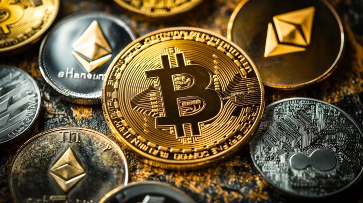 仮想通貨が散りばめられた画像