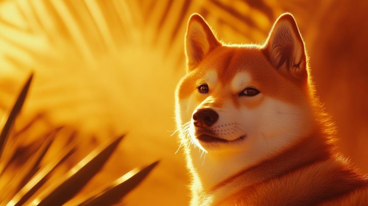 DOGEミームが夕日に照らされている様子