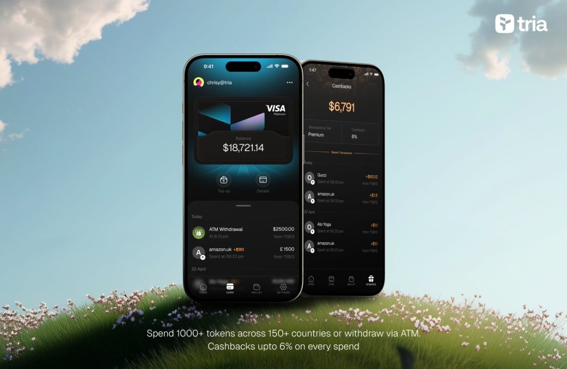 仮想通貨クレジットカードTria、iOSアプリで最大6%の報酬が可視化