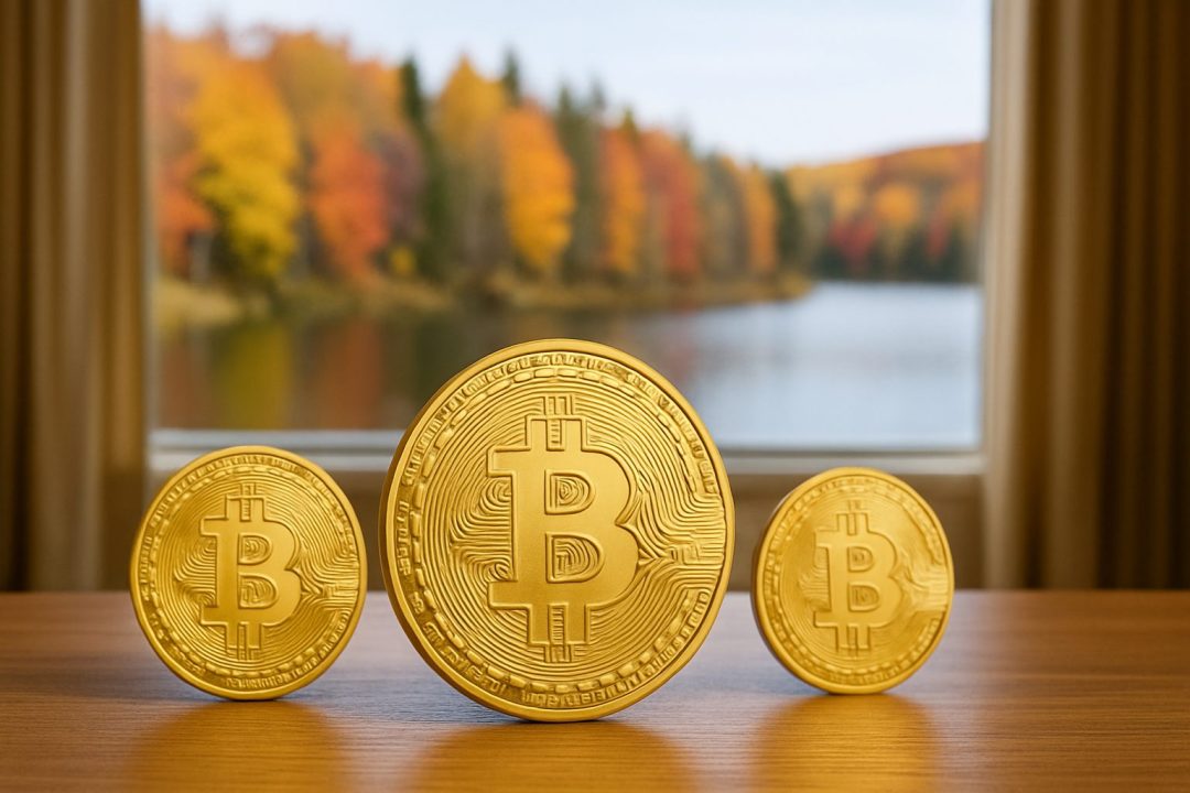 窓から見る秋の風景とビットコイン