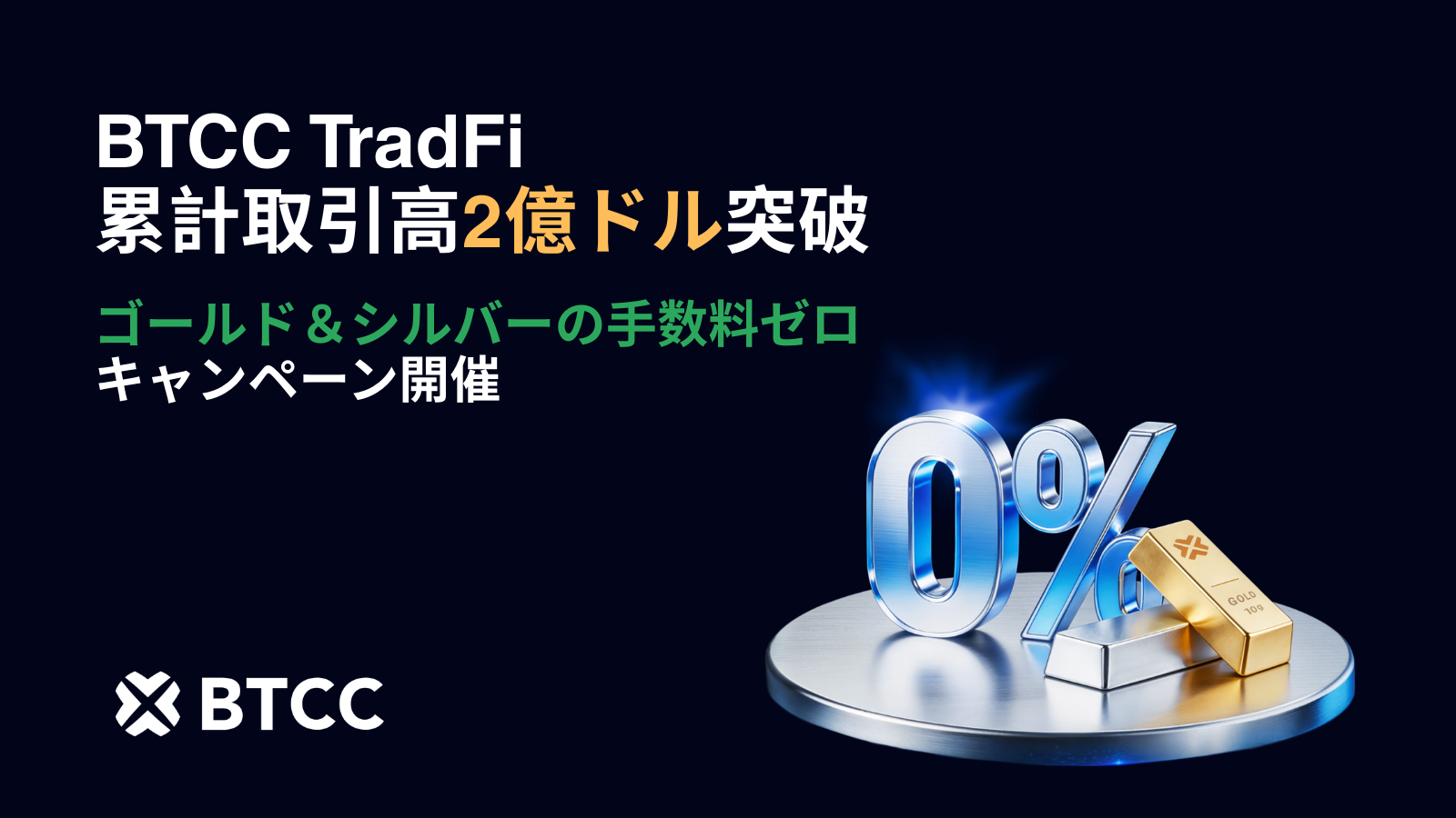 BTCC TradFi、2月ローンチ以降取引高が2億ドルに到達|ゴールド&シルバーの手数料無料キャンペーンを開催 BTCC TradFi、2月ローンチ以降取引高が2億ドルに到達|ゴールド&シルバーの手数料無料キャンペーンを開催